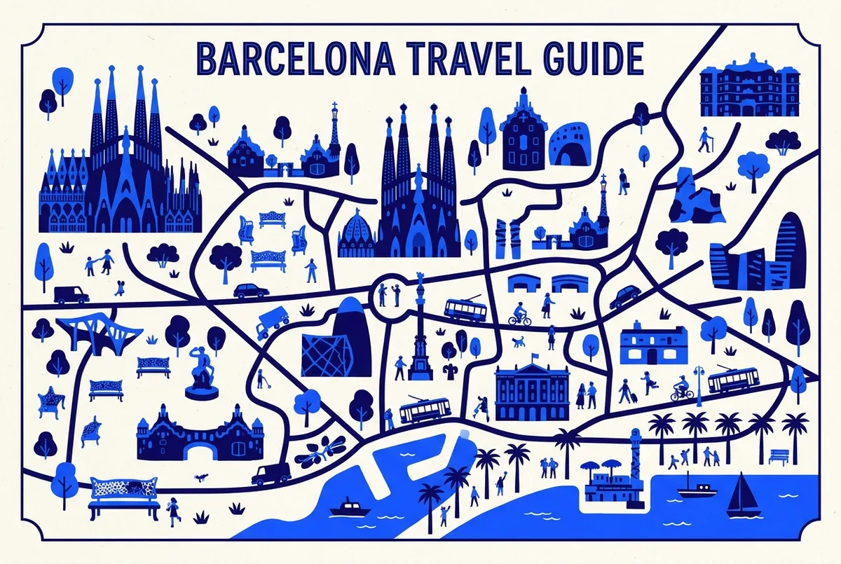 illustrated map of Barcelona highlights for グエル公園に日本語ガイドツアーはある?, グエル公園 ツアー 日本語