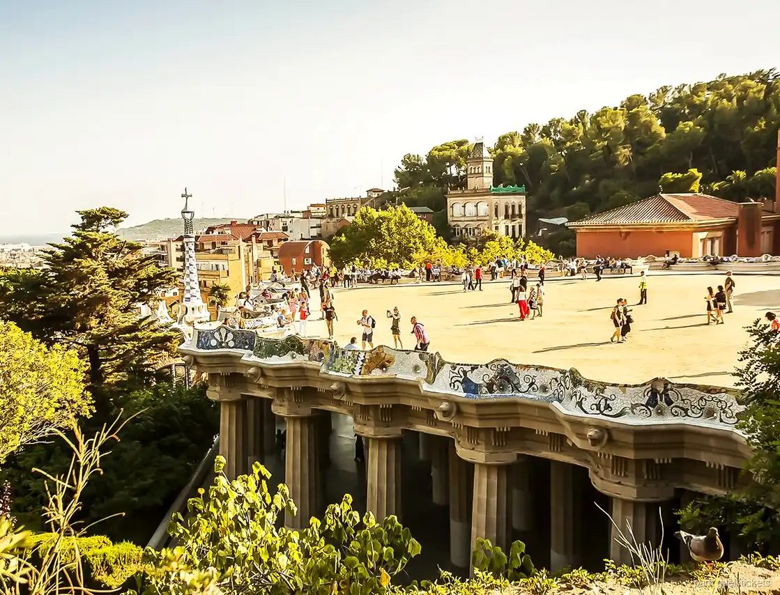 Panoramic view of Barcelona from the Park Güell monumental zone