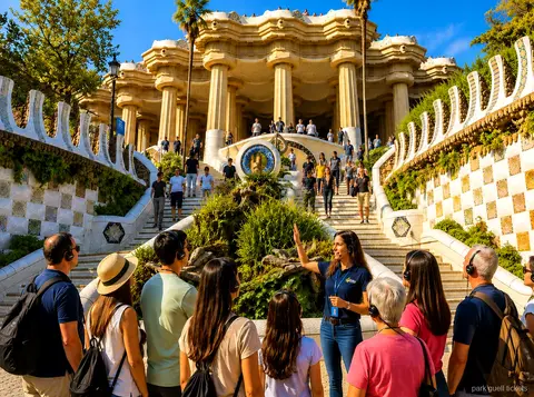 Dragon Stairway mosaic explained on the Park Güell guided tour
