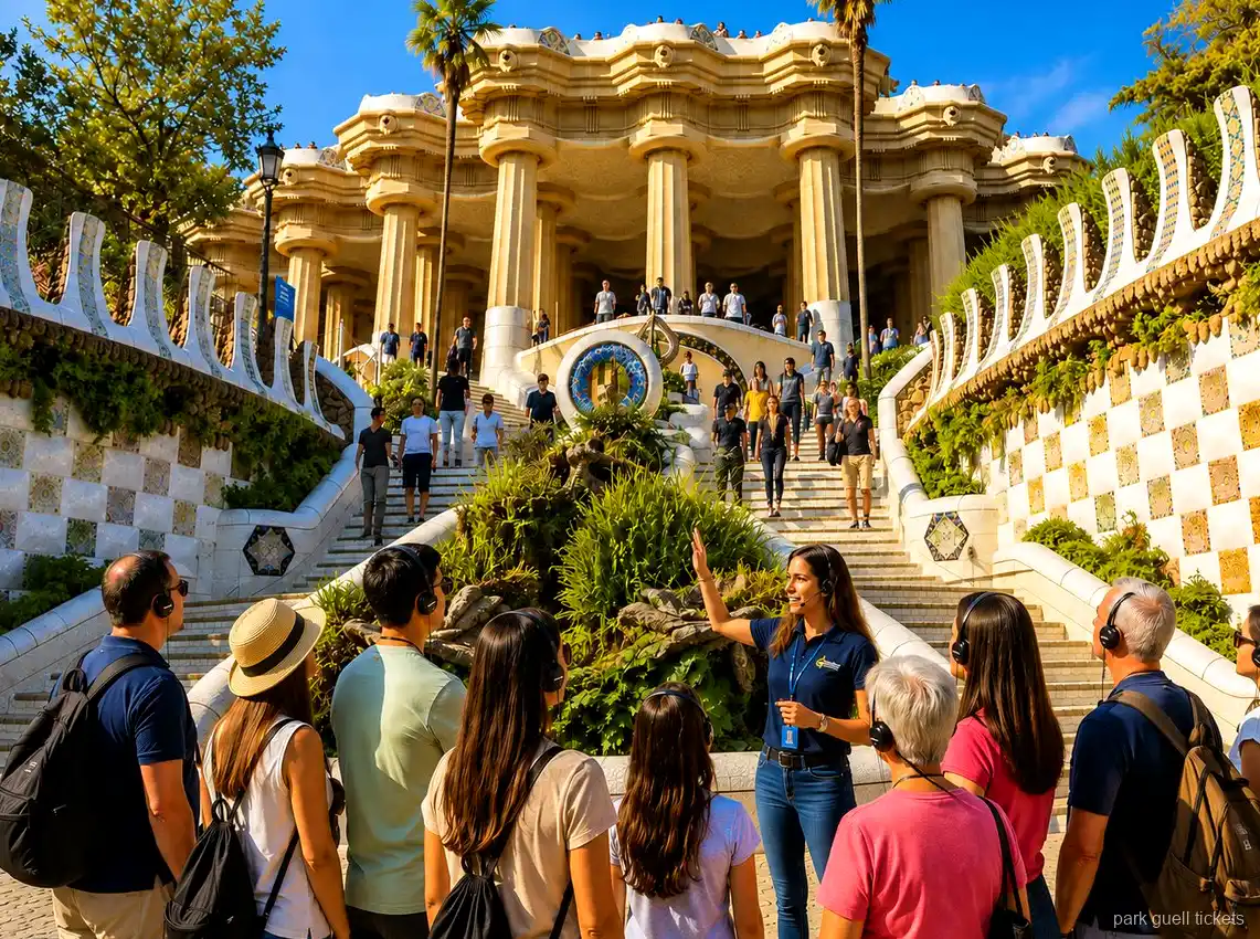 Dragon Stairway mosaic explained on the Park Güell guided tour