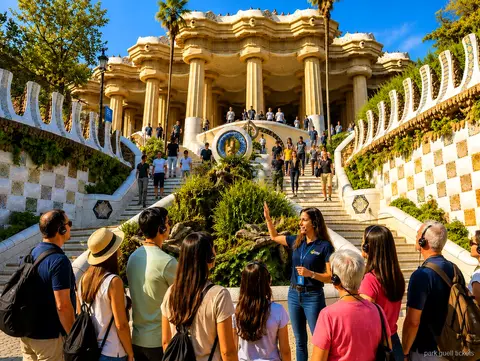 Mozaïek Drakentrap toegelicht tijdens de Park Güell rondleiding met gids